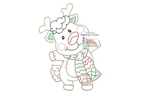 Deer Multicolor Character: The Heartwarming Embroidery Design for Your Coziest Christmas Projects
