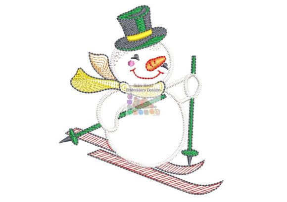 Snowman Begin to Ski: A Winter Adventure in Stitch Form