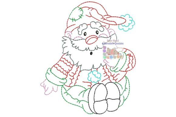 Surprised Santa Multicolor Character for Festive Embroidery