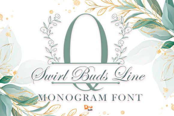 Swirl Buds Line Monogram: A Romantic Font for Love
